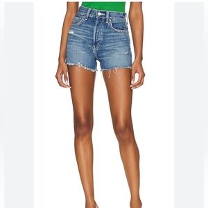 Revolve ETICA Fern High Rise Jean Shorts Organic Cotton Distressed Denim Size 28